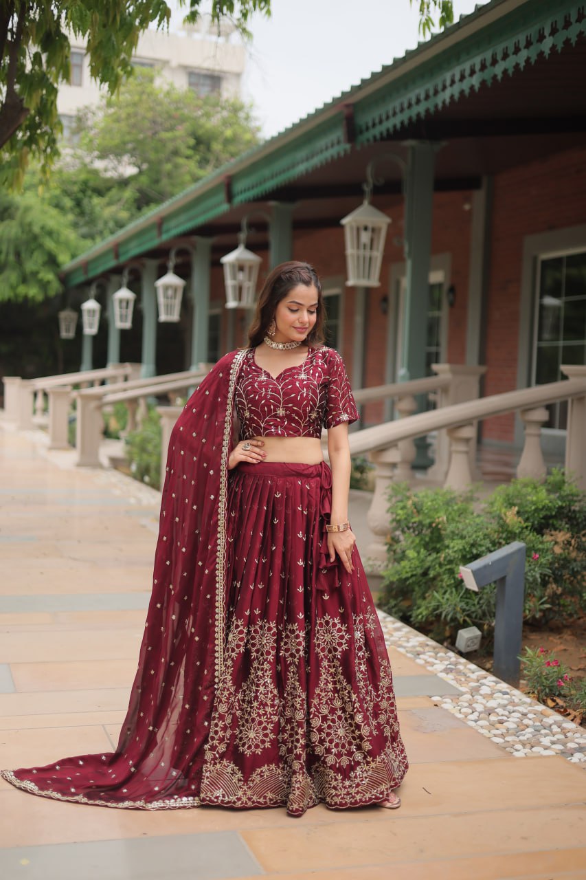Alluring Rangoli Silk Heavy Sequins Embroidered Designer Lehenga Choli - Ethnicwish