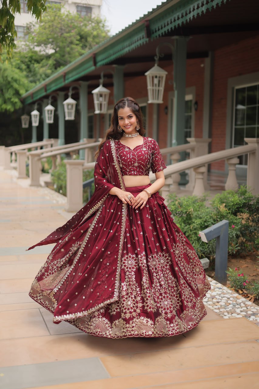 Alluring Rangoli Silk Heavy Sequins Embroidered Designer Lehenga Choli - Ethnicwish
