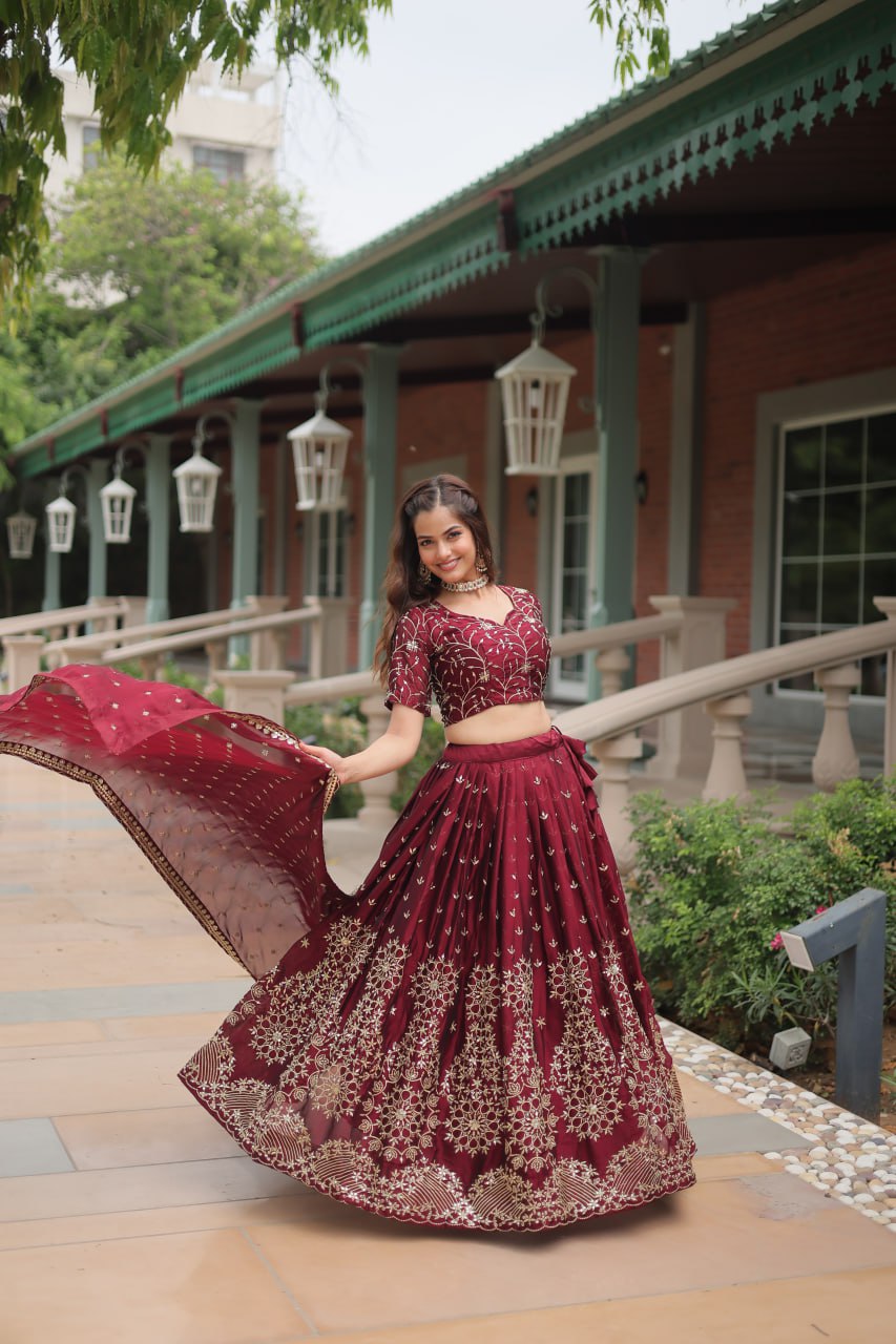 Alluring Rangoli Silk Heavy Sequins Embroidered Designer Lehenga Choli - Ethnicwish