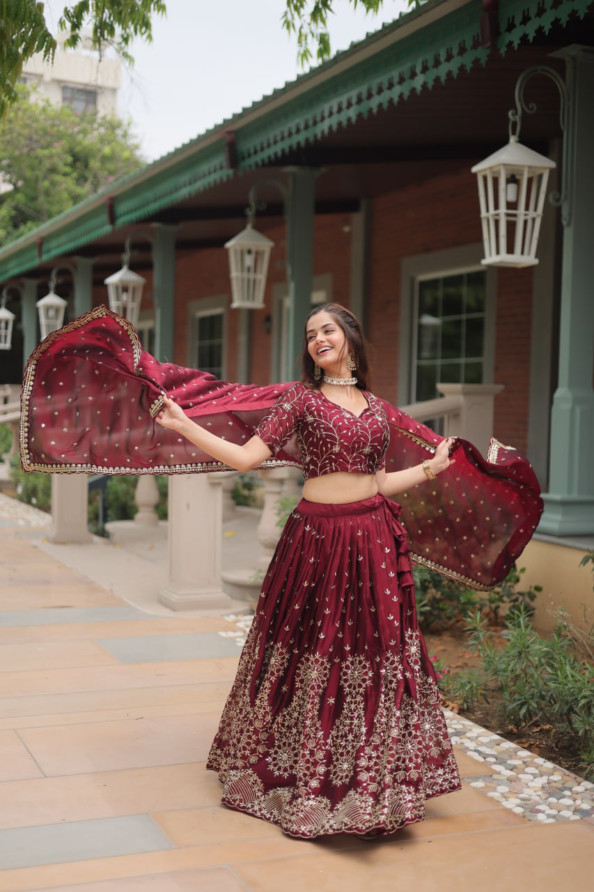 Alluring Rangoli Silk Heavy Sequins Embroidered Designer Lehenga Choli - Ethnicwish