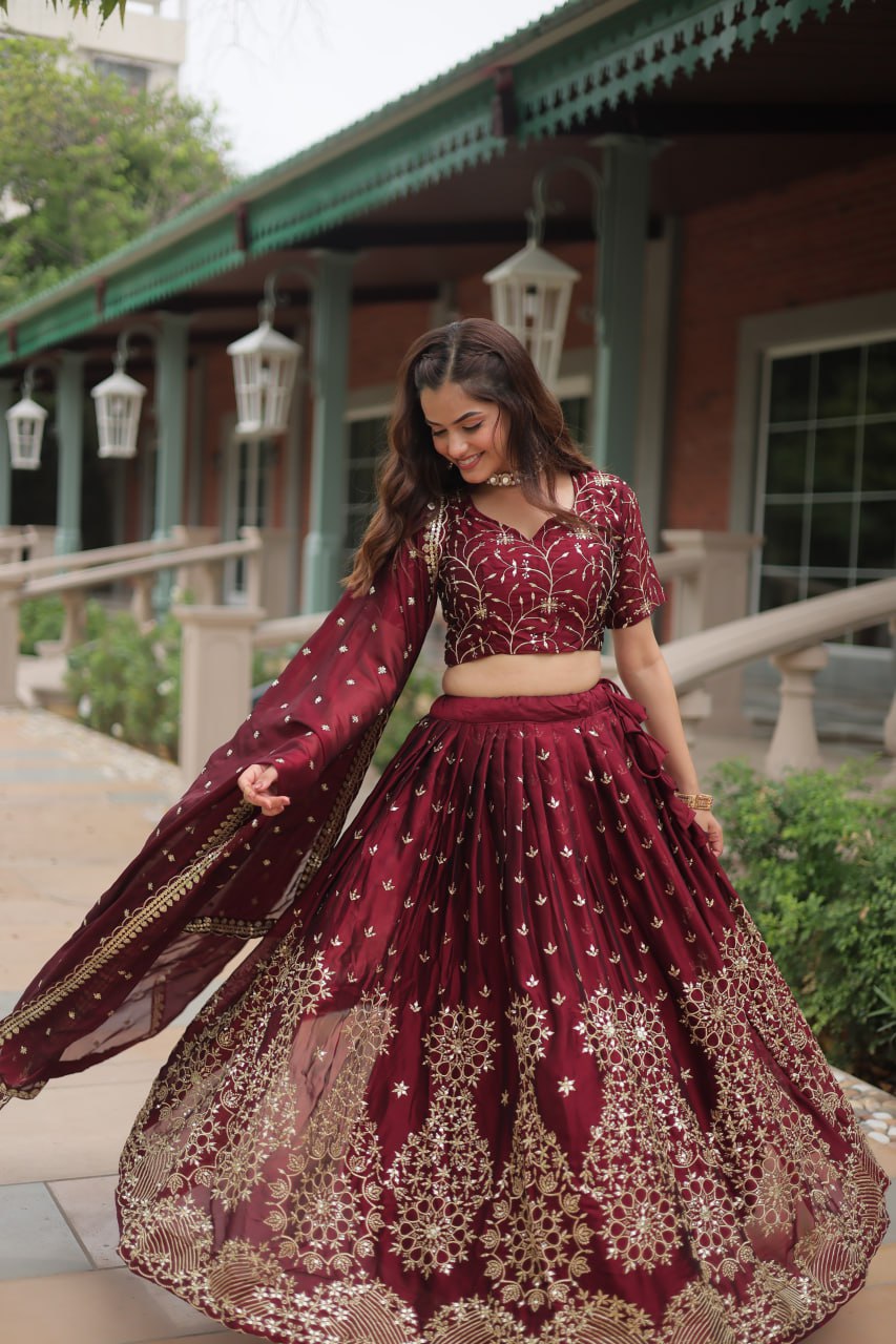 Alluring Rangoli Silk Heavy Sequins Embroidered Designer Lehenga Choli - Ethnicwish