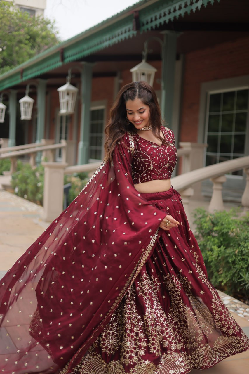 Alluring Rangoli Silk Heavy Sequins Embroidered Designer Lehenga Choli - Ethnicwish
