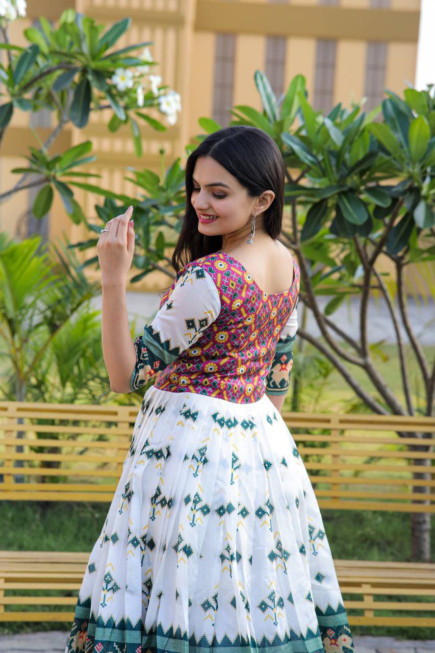 Enamoring Patola Silk Rich Printed Designer Gown - Ethnicwish