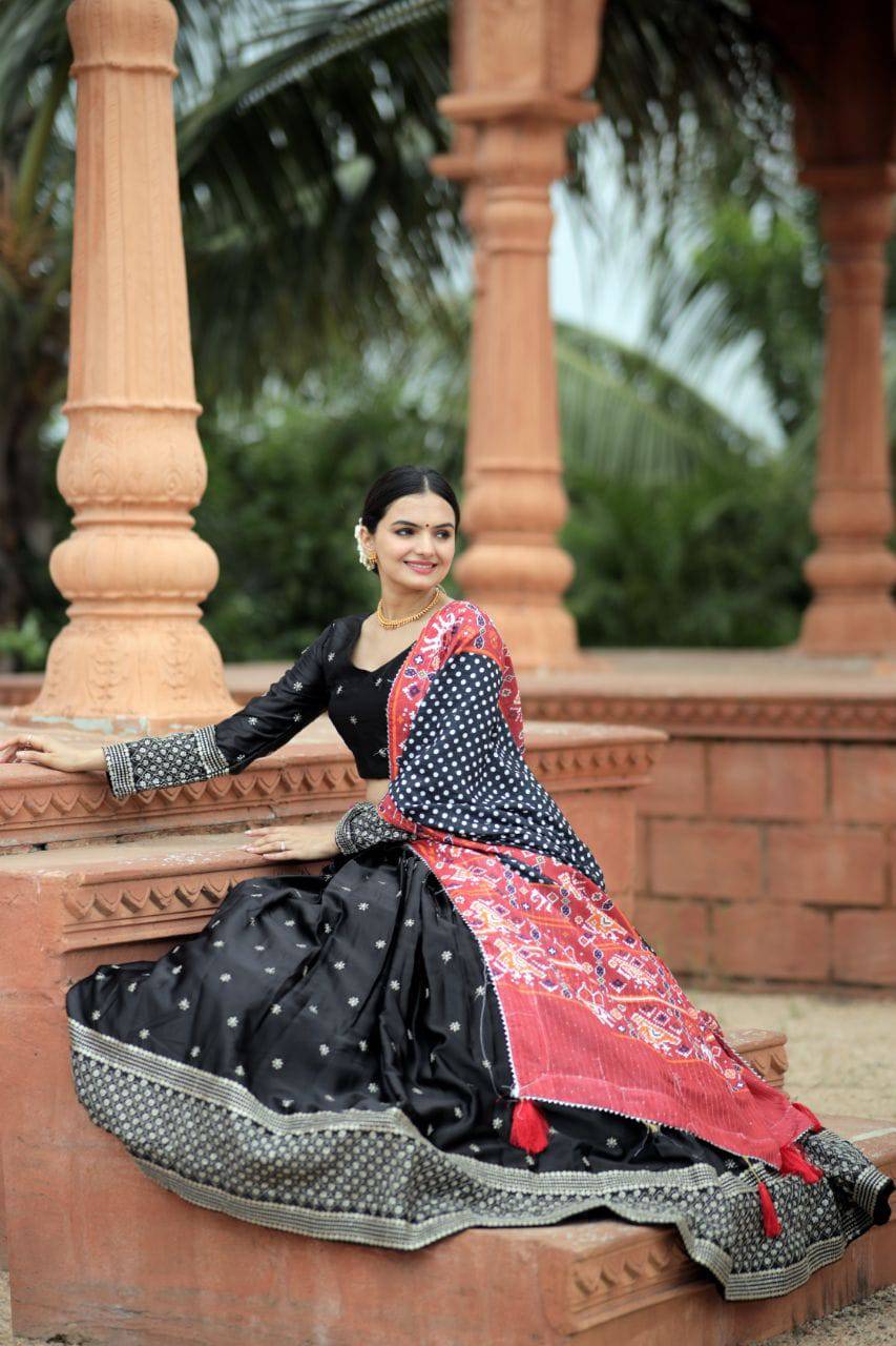 Unique Silk Sequins Embroidered Lehenga Choli Set - Ethnicwish