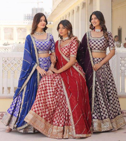Gorgeous Viscous Jacquard Wedding Wear Lehenga Choli - Ethnicwish
