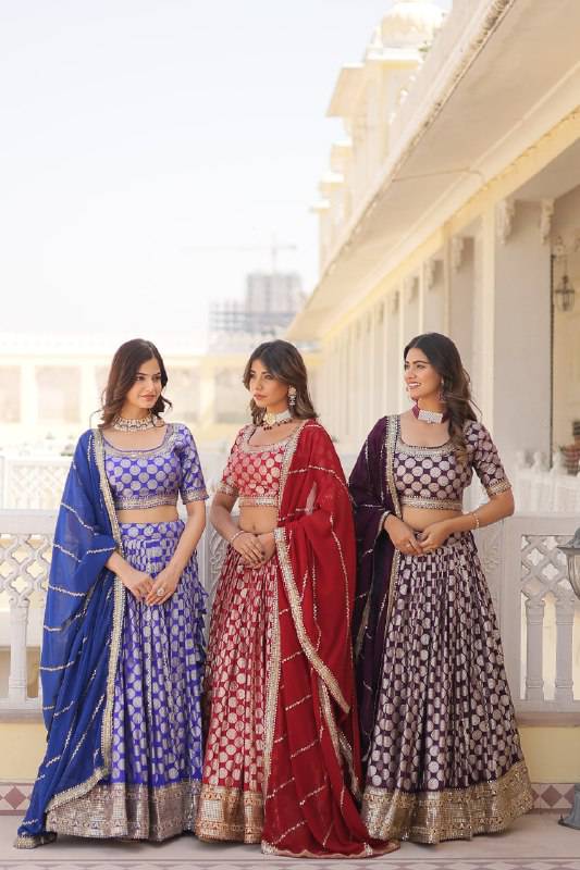 Gorgeous Viscous Jacquard Wedding Wear Lehenga Choli - Ethnicwish