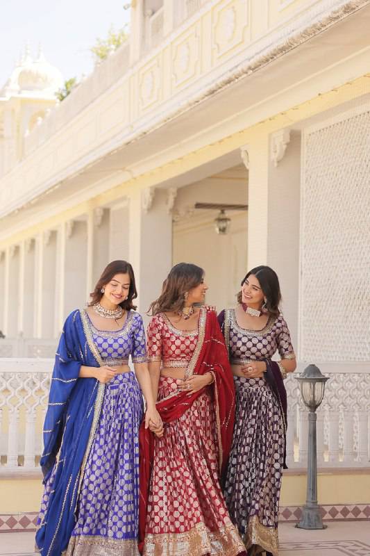 Gorgeous Viscous Jacquard Wedding Wear Lehenga Choli - Ethnicwish