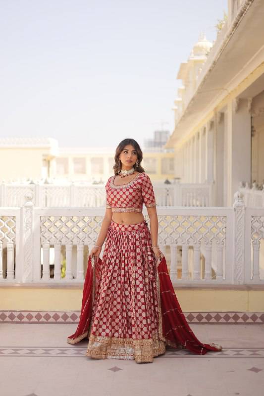 Gorgeous Viscous Jacquard Wedding Wear Lehenga Choli - Ethnicwish