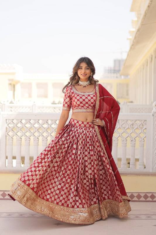 Gorgeous Viscous Jacquard Wedding Wear Lehenga Choli - Ethnicwish