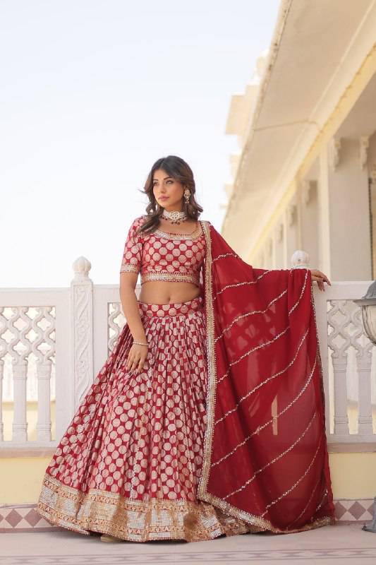 Gorgeous Viscous Jacquard Wedding Wear Lehenga Choli - Ethnicwish