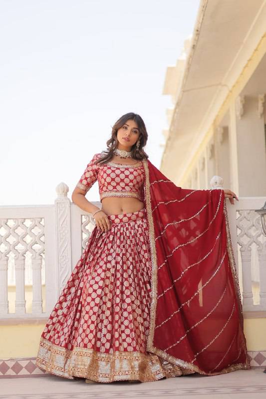 Gorgeous Viscous Jacquard Wedding Wear Lehenga Choli - Ethnicwish
