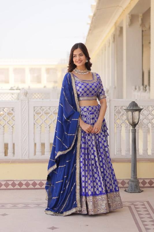Gorgeous Viscous Jacquard Wedding Wear Lehenga Choli - Ethnicwish