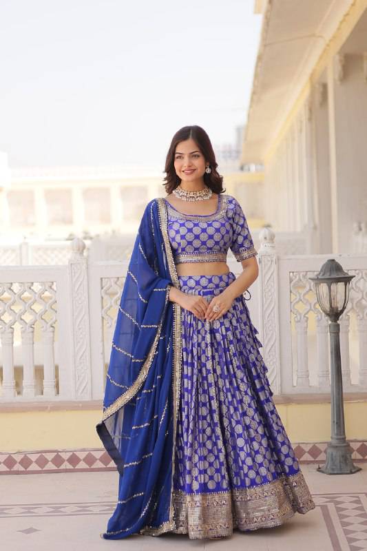 Gorgeous Viscous Jacquard Wedding Wear Lehenga Choli - Ethnicwish