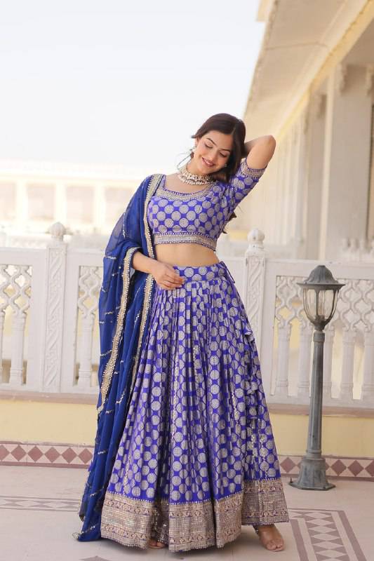 Gorgeous Viscous Jacquard Wedding Wear Lehenga Choli - Ethnicwish