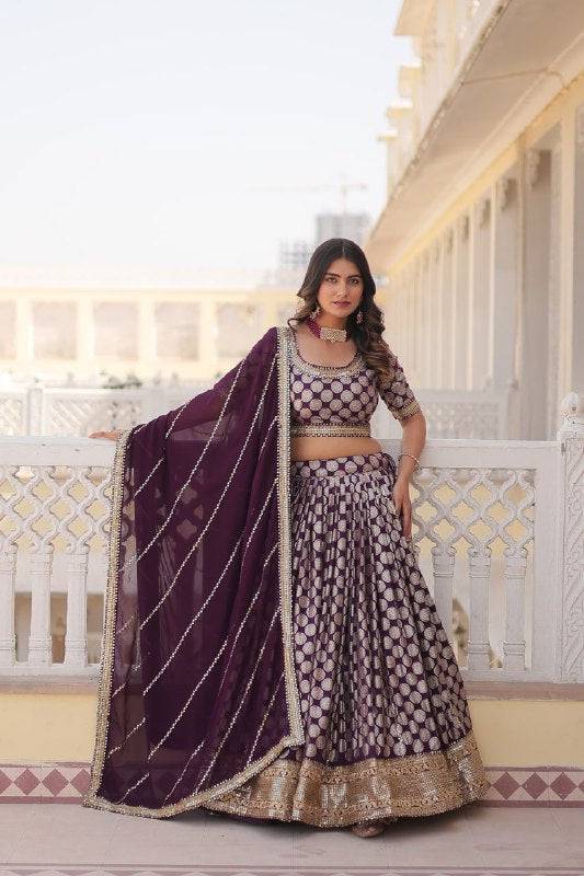Gorgeous Viscous Jacquard Wedding Wear Lehenga Choli - Ethnicwish