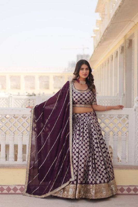 Gorgeous Viscous Jacquard Wedding Wear Lehenga Choli - Ethnicwish