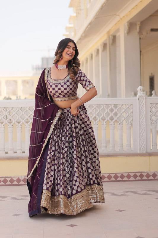 Gorgeous Viscous Jacquard Wedding Wear Lehenga Choli - Ethnicwish