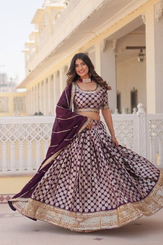 Gorgeous Viscous Jacquard Wedding Wear Lehenga Choli - Ethnicwish