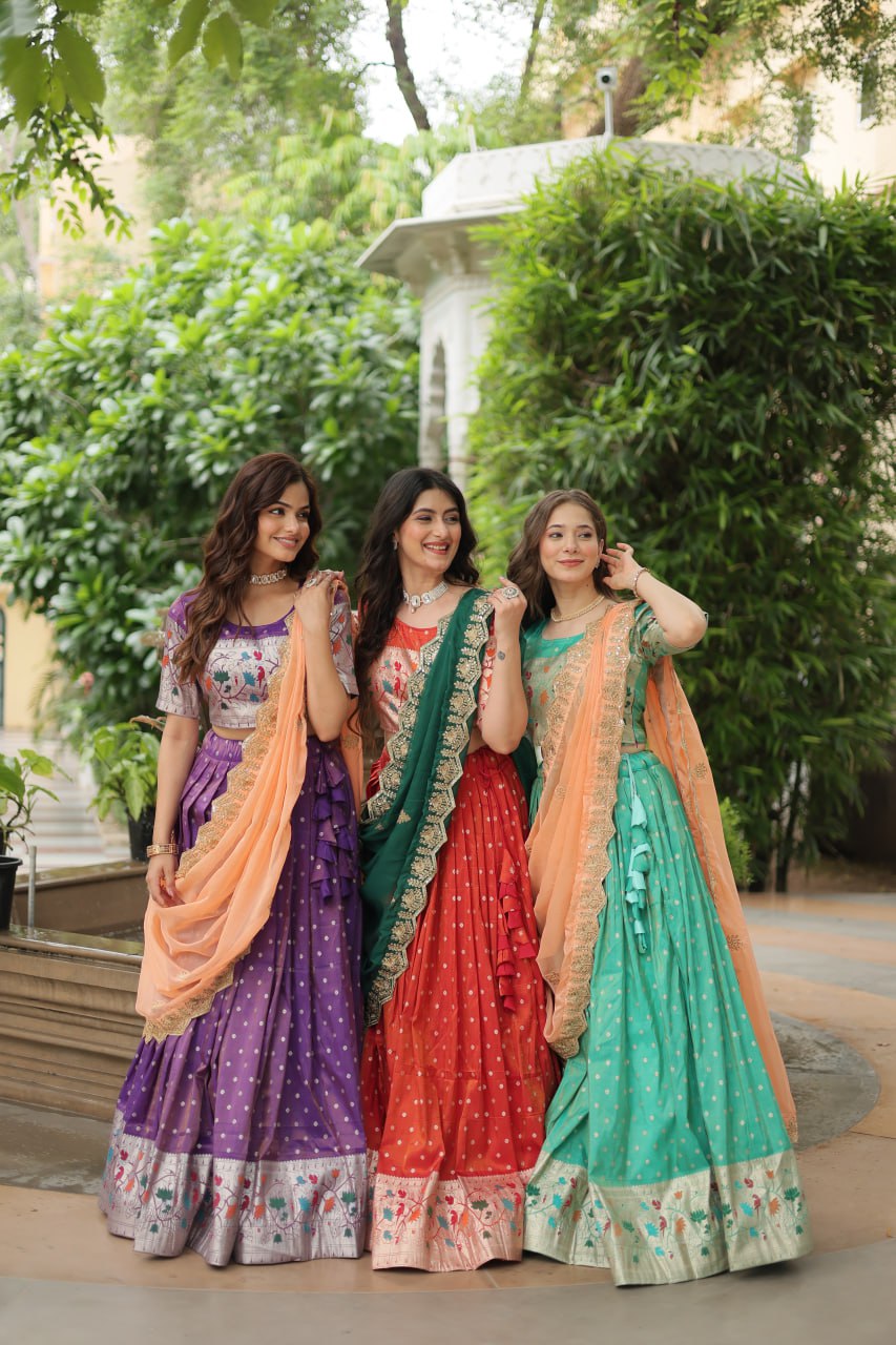 Exquisite Jacquard Meena Weaving Worked Lehenga Choli Set - Ethnicwish