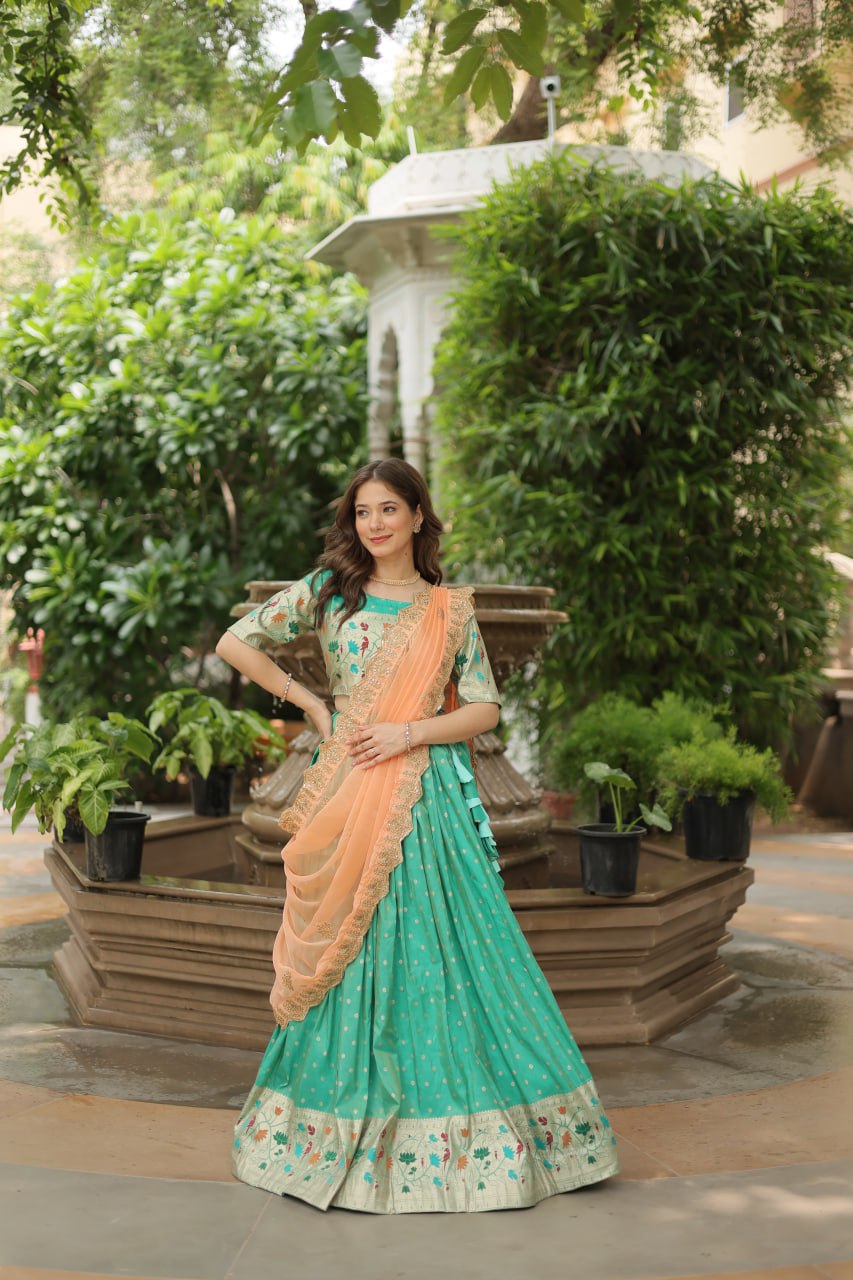 Exquisite Jacquard Meena Weaving Worked Lehenga Choli Set - Ethnicwish