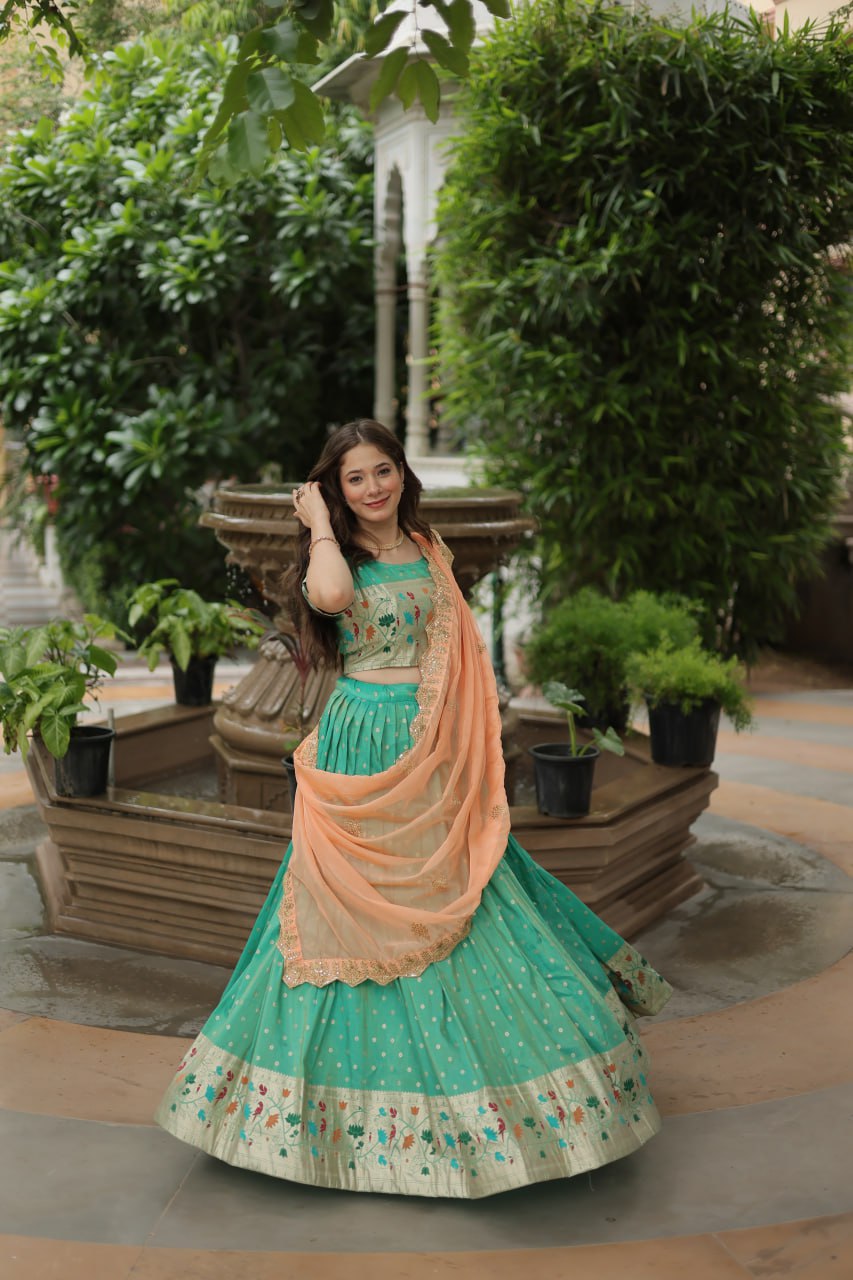 Exquisite Jacquard Meena Weaving Worked Lehenga Choli Set - Ethnicwish