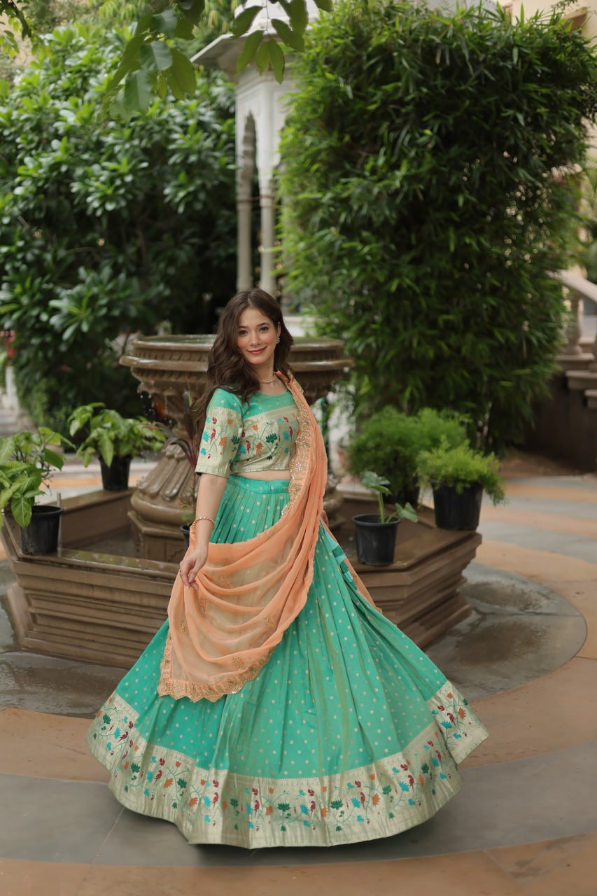 Exquisite Jacquard Meena Weaving Worked Lehenga Choli Set - Ethnicwish