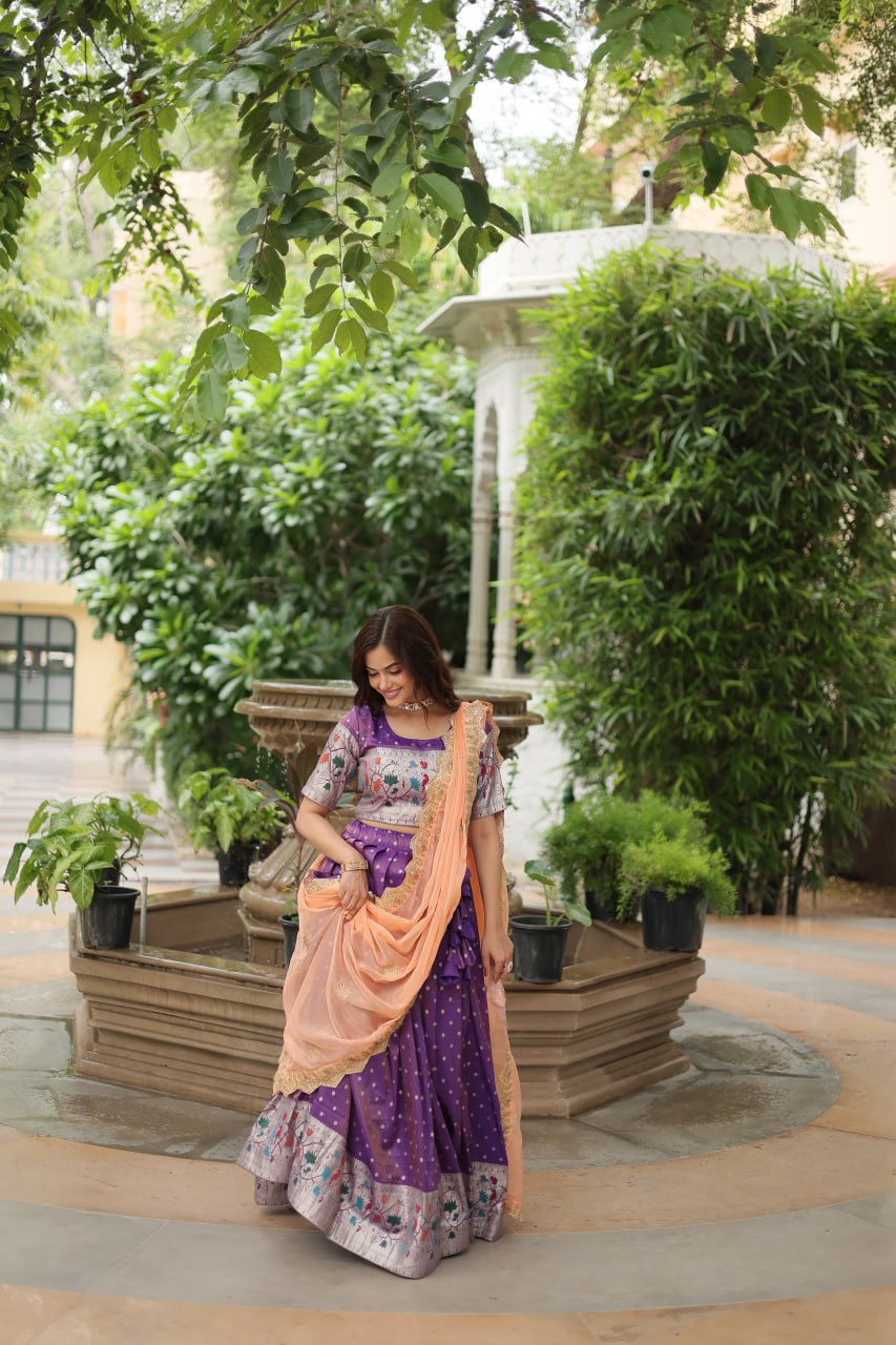 Exquisite Jacquard Meena Weaving Worked Lehenga Choli Set - Ethnicwish