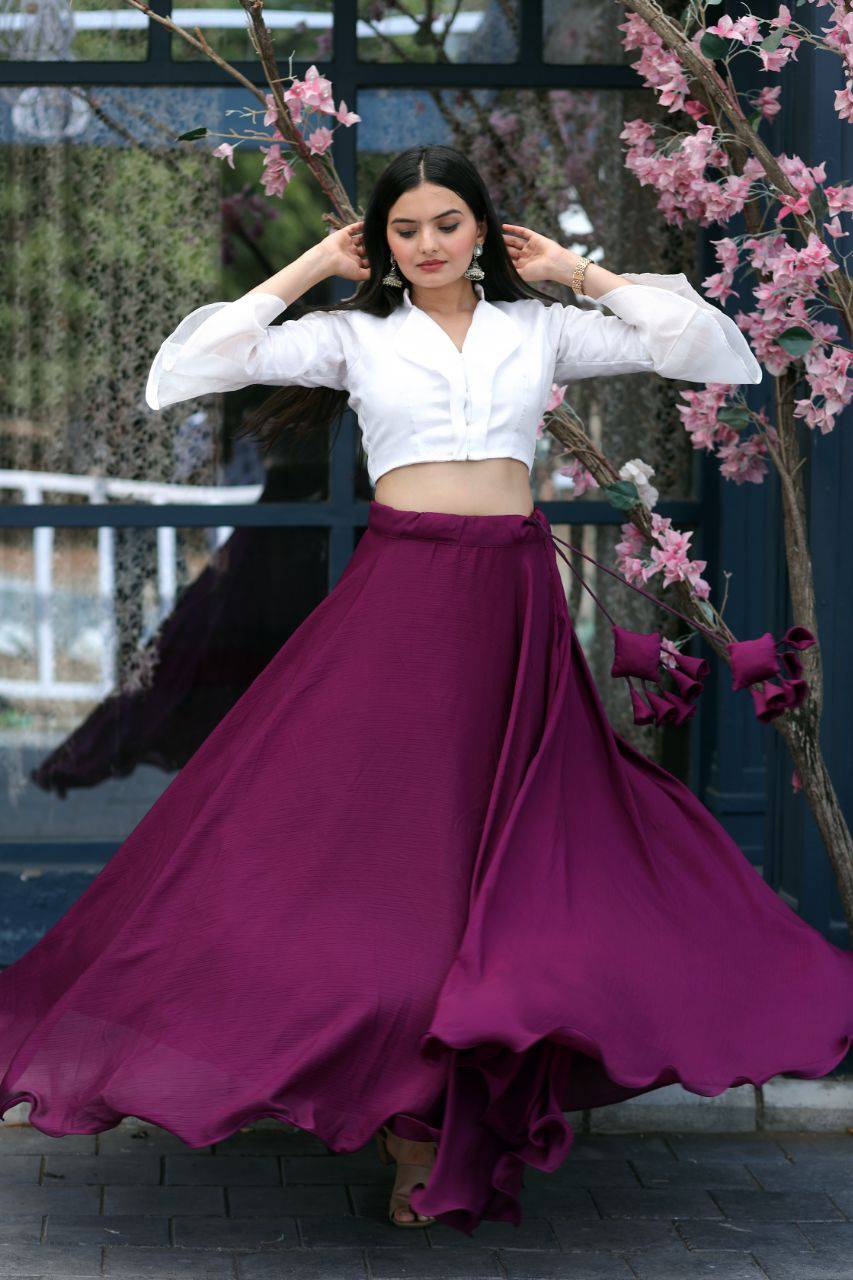 Passionate Chinon Fully Stitched Lehenga Choli Set - Ethnicwish