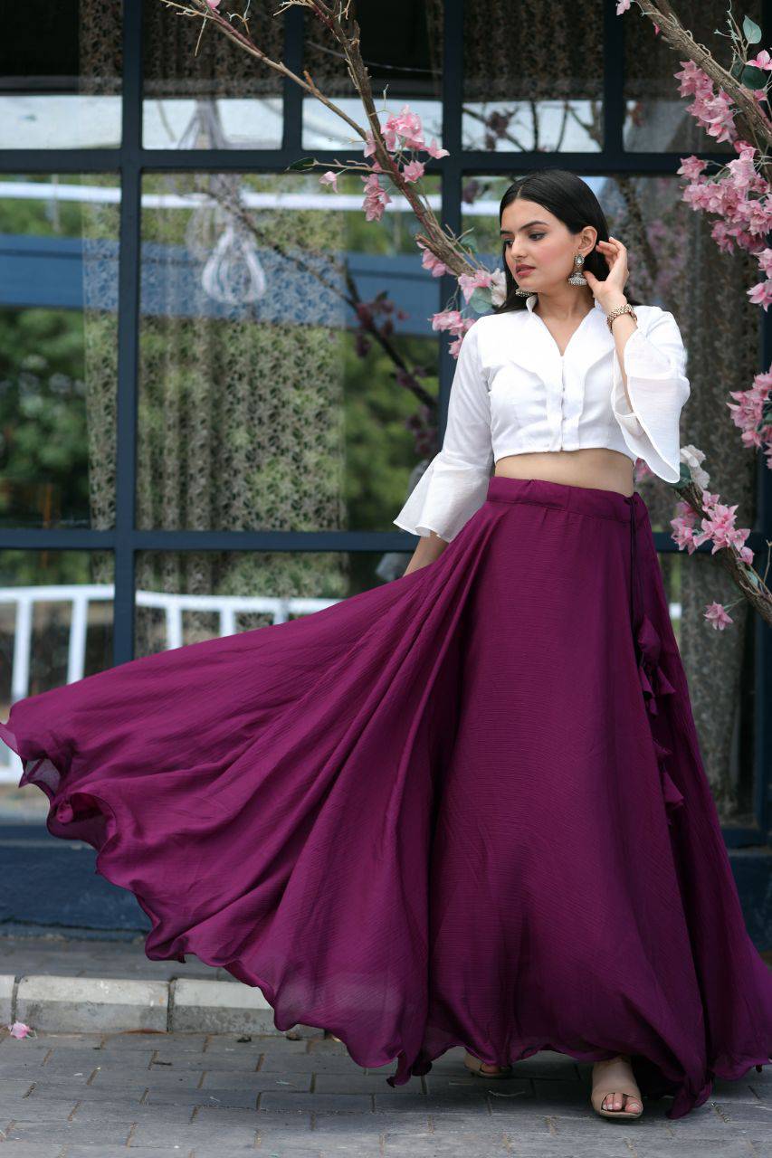 Passionate Chinon Fully Stitched Lehenga Choli Set - Ethnicwish
