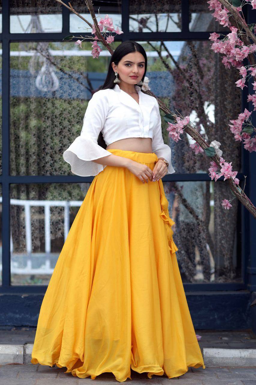 Passionate Chinon Fully Stitched Lehenga Choli Set - Ethnicwish
