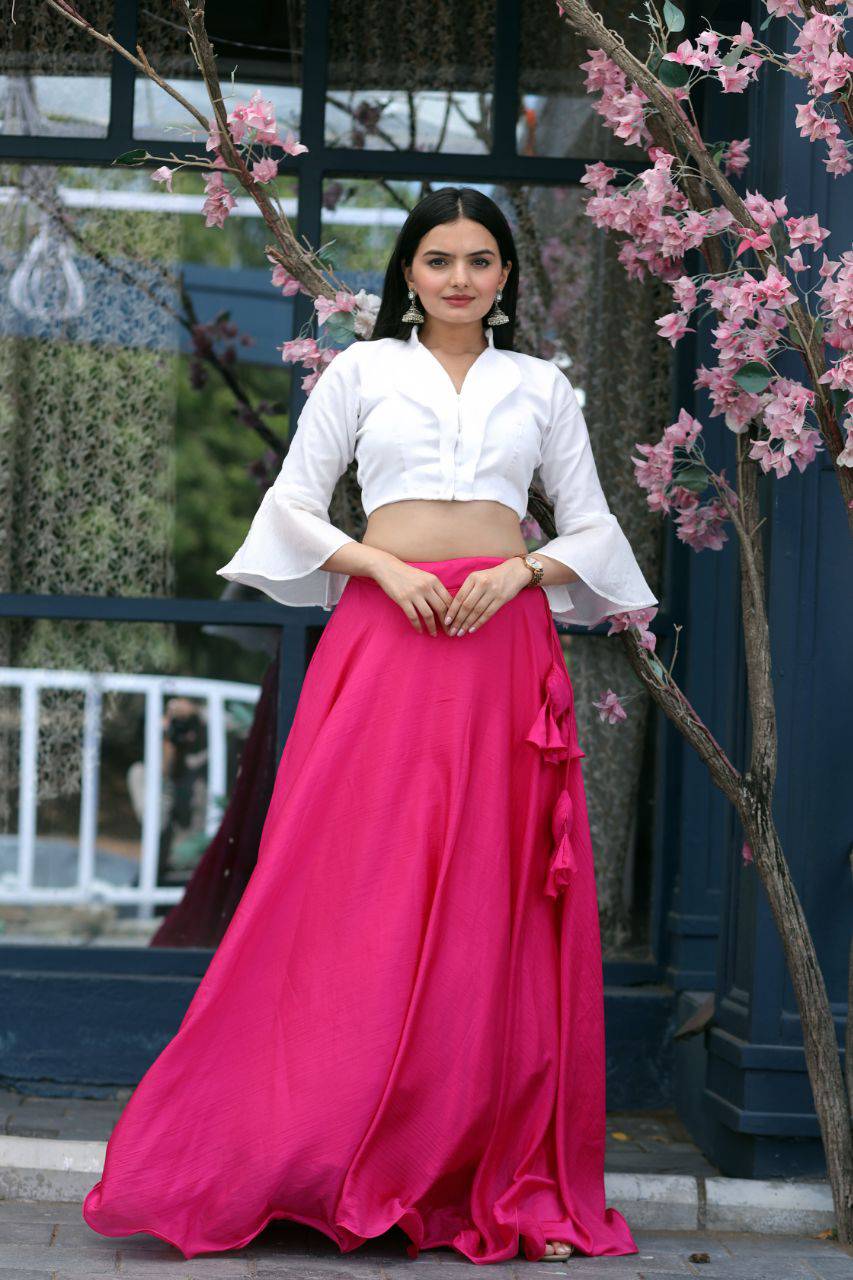 Passionate Chinon Fully Stitched Lehenga Choli Set - Ethnicwish