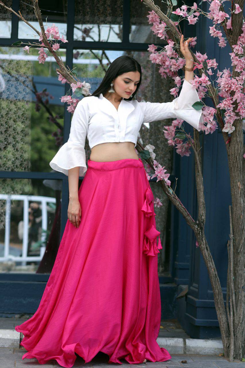 Passionate Chinon Fully Stitched Lehenga Choli Set - Ethnicwish