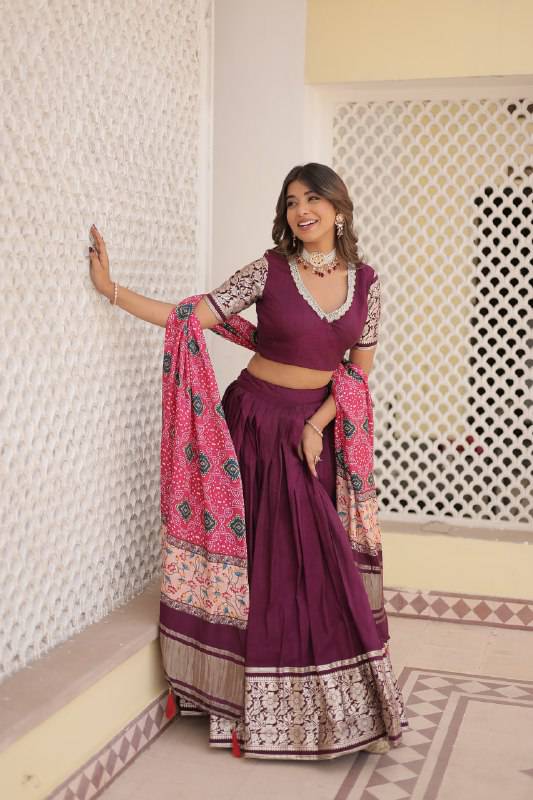 Stunning Viscous Jacquard Sequins Embroidered Lehenga Choli - Ethnicwish