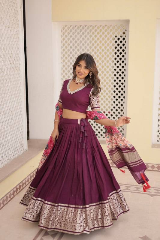Stunning Viscous Jacquard Sequins Embroidered Lehenga Choli - Ethnicwish