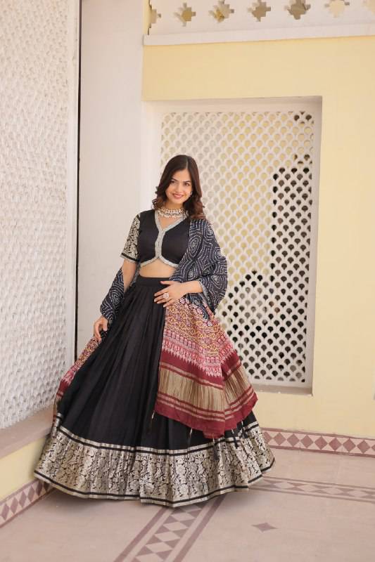 Stunning Viscous Jacquard Sequins Embroidered Lehenga Choli - Ethnicwish