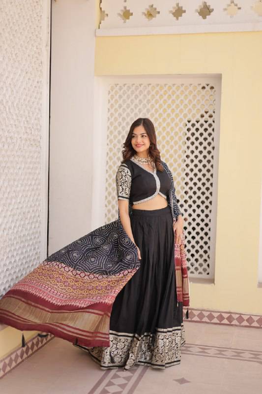 Stunning Viscous Jacquard Sequins Embroidered Lehenga Choli - Ethnicwish