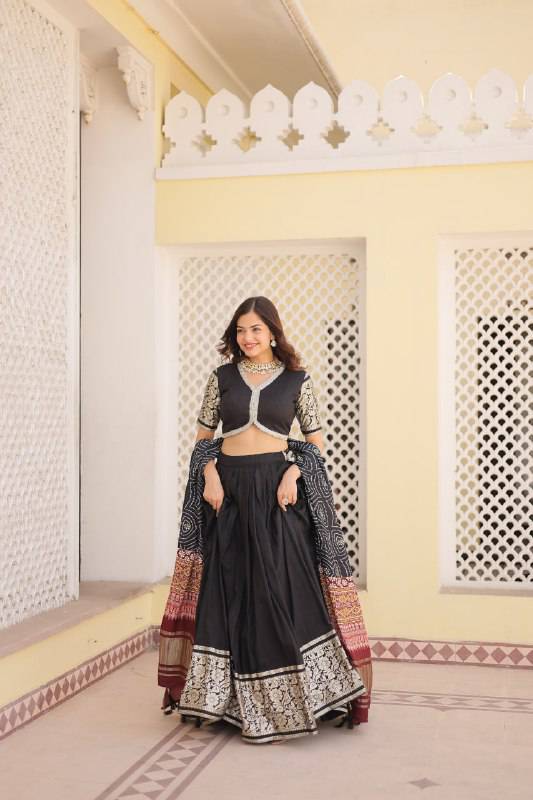 Stunning Viscous Jacquard Sequins Embroidered Lehenga Choli - Ethnicwish
