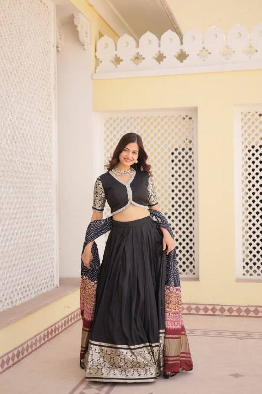 Stunning Viscous Jacquard Sequins Embroidered Lehenga Choli - Ethnicwish