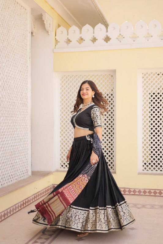 Stunning Viscous Jacquard Sequins Embroidered Lehenga Choli - Ethnicwish