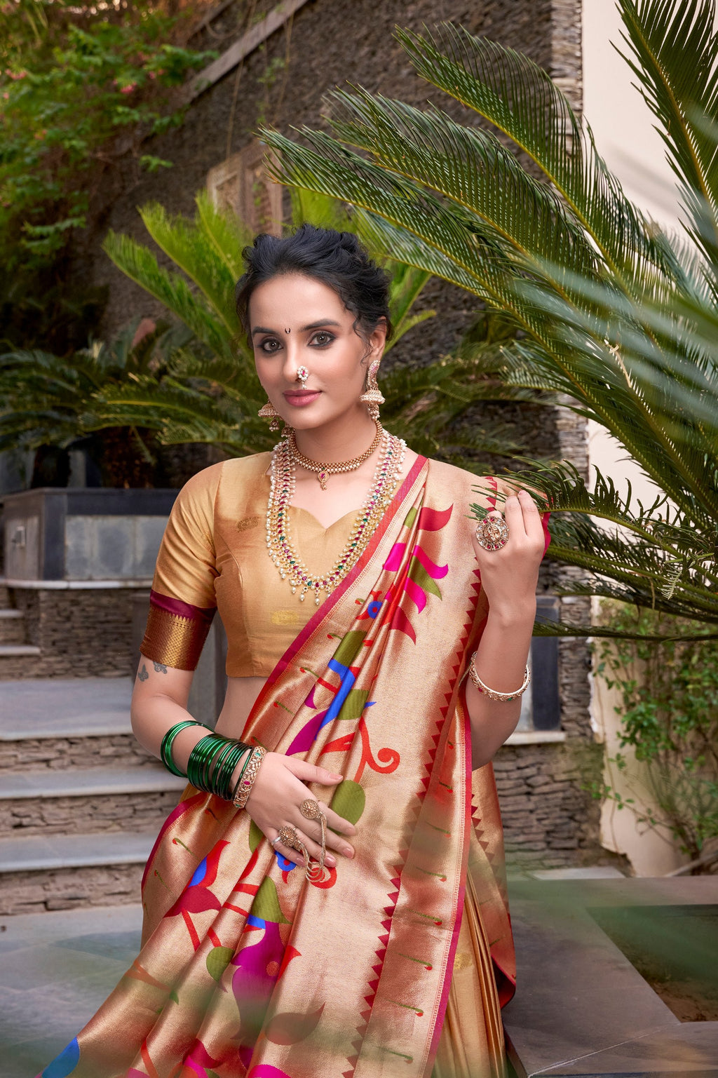 Beautiful Jacquard Silk Paithani Zari Weaving Worked Lehenga Choli - ETHNICDEAL