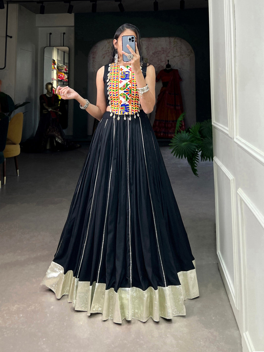 Mesmerizing Rayon Navratri Special Stitched Lehenga Choli Set - ETHNICDEAL