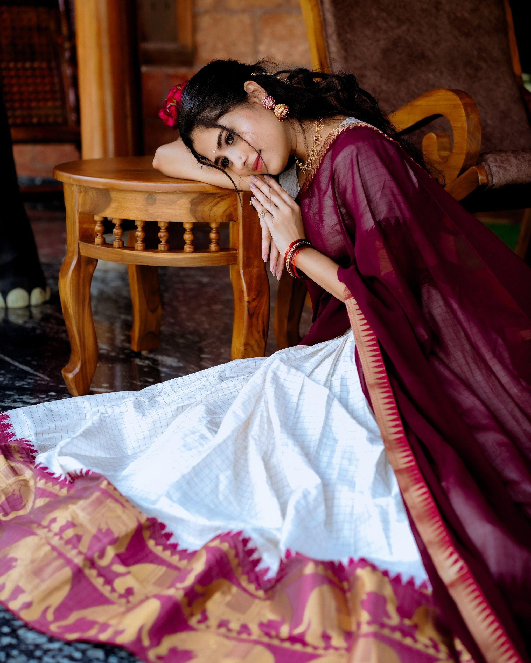 Radiant White Poly Cotton Zari Weaving Worked Lehenga Choli Set - ETHNICDEAL