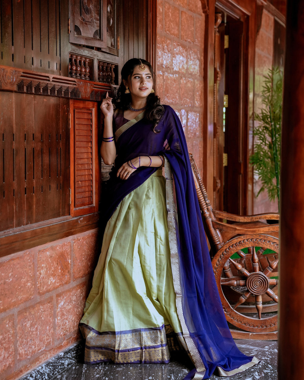 Stunning Pista Green Kanchipuram Silk Zari Weaving Worked Lehenga Choli - ETHNICDEAL