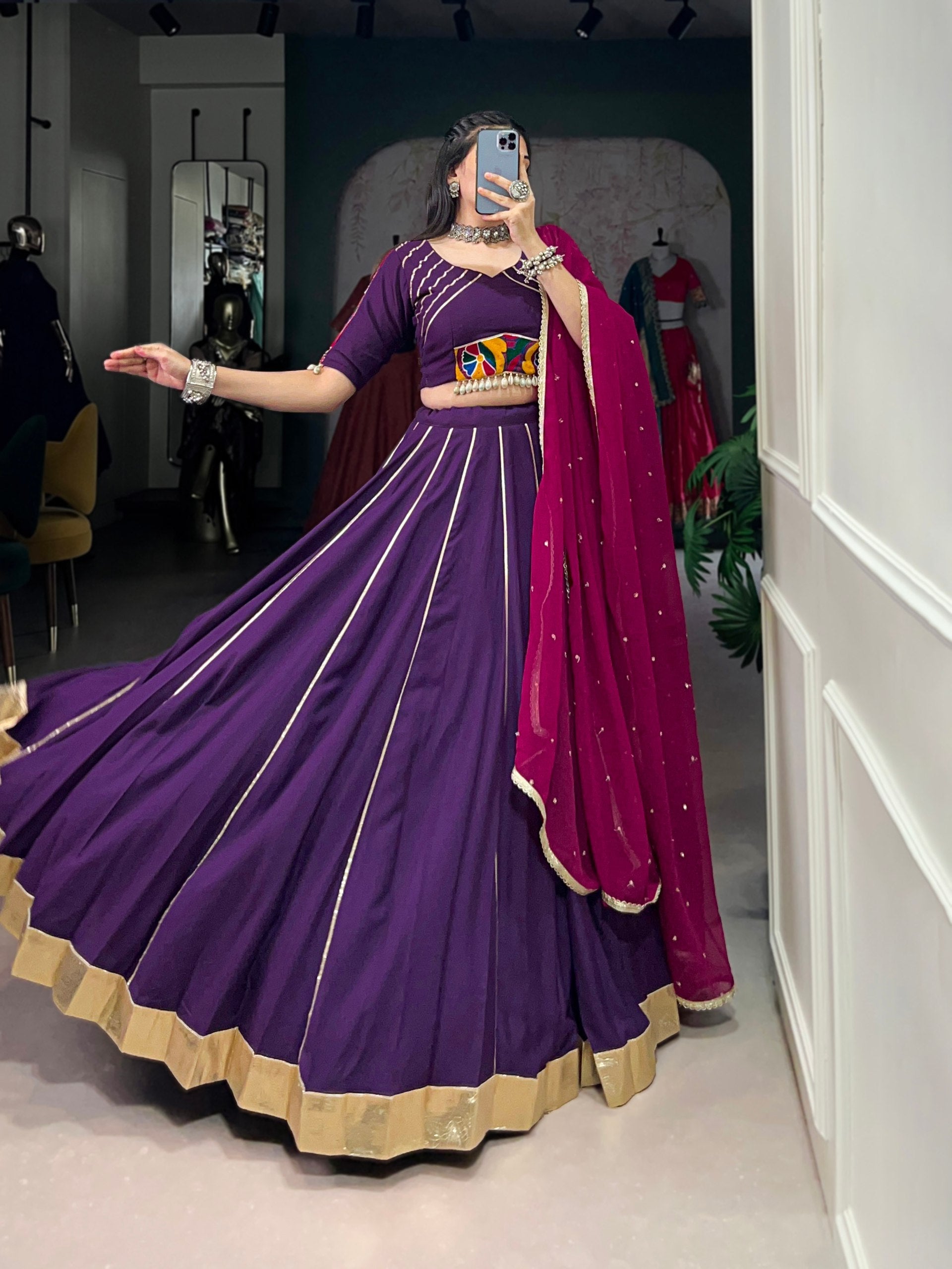 Graceful Pure Rayon Gota Patti Worked Navratri Wear Lehenga Choli - ETHNICDEAL