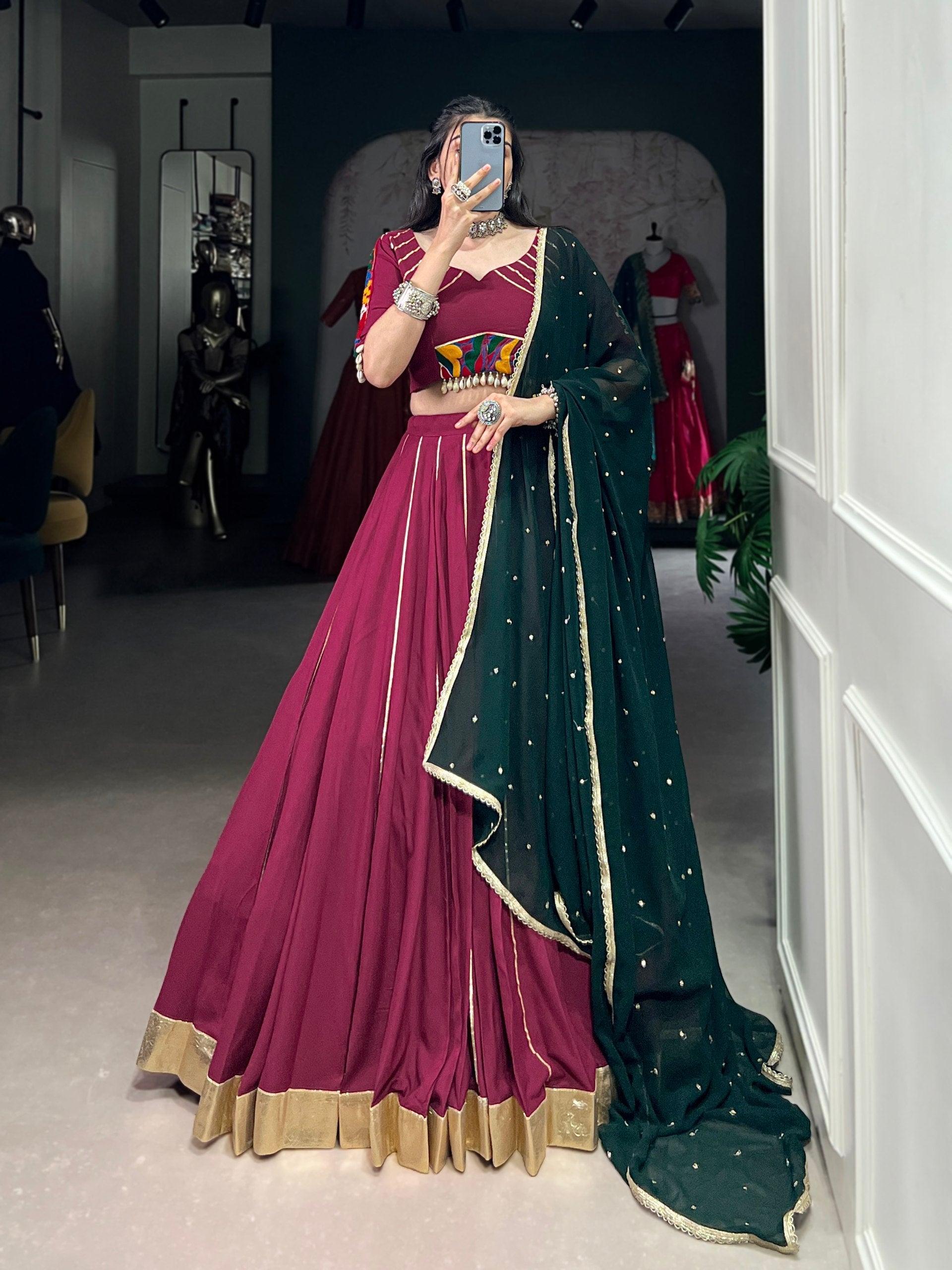 Graceful Pure Rayon Gota Patti Worked Navratri Wear Lehenga Choli - ETHNICDEAL