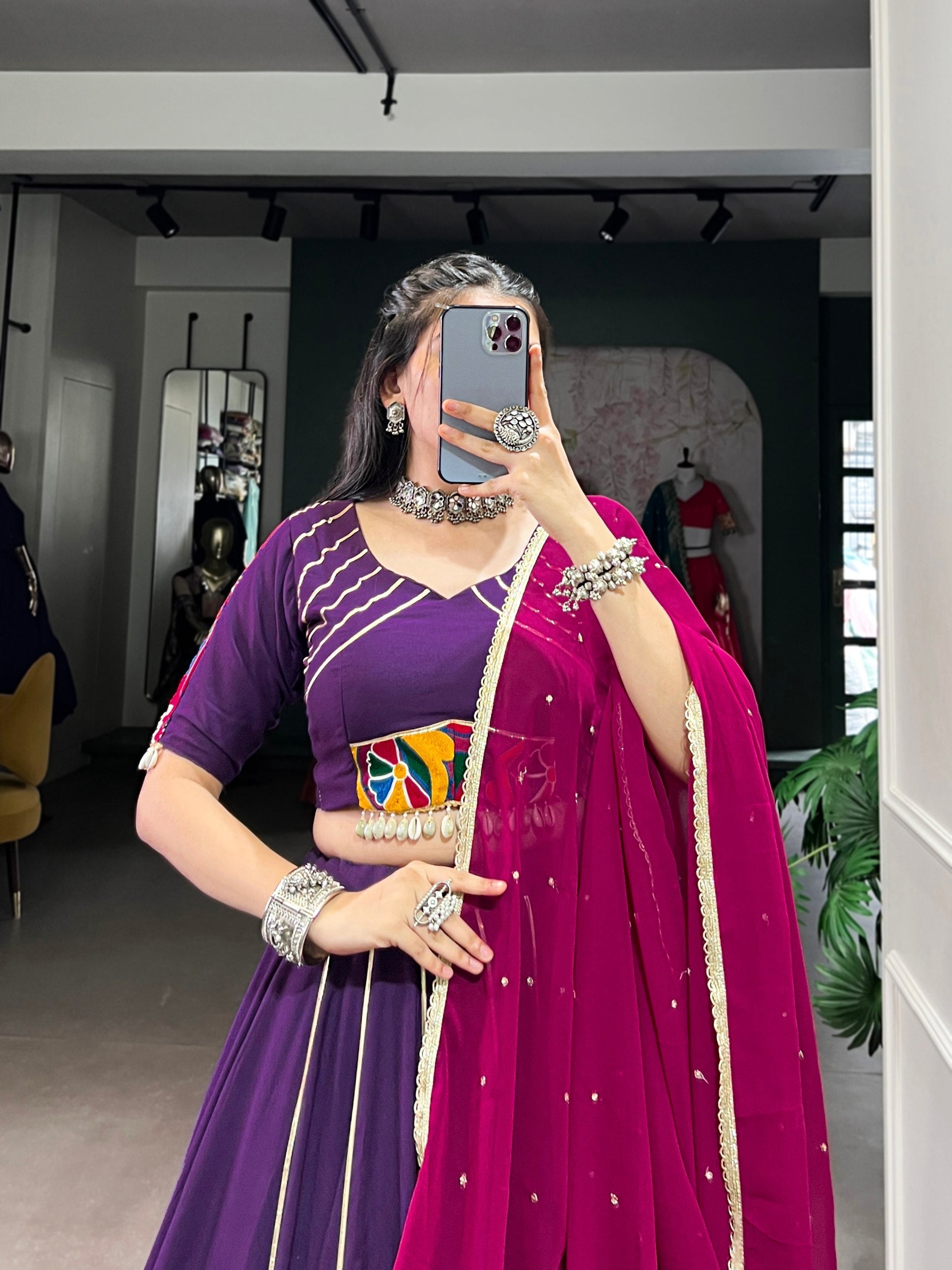 Graceful Pure Rayon Gota Patti Worked Navratri Wear Lehenga Choli - ETHNICDEAL