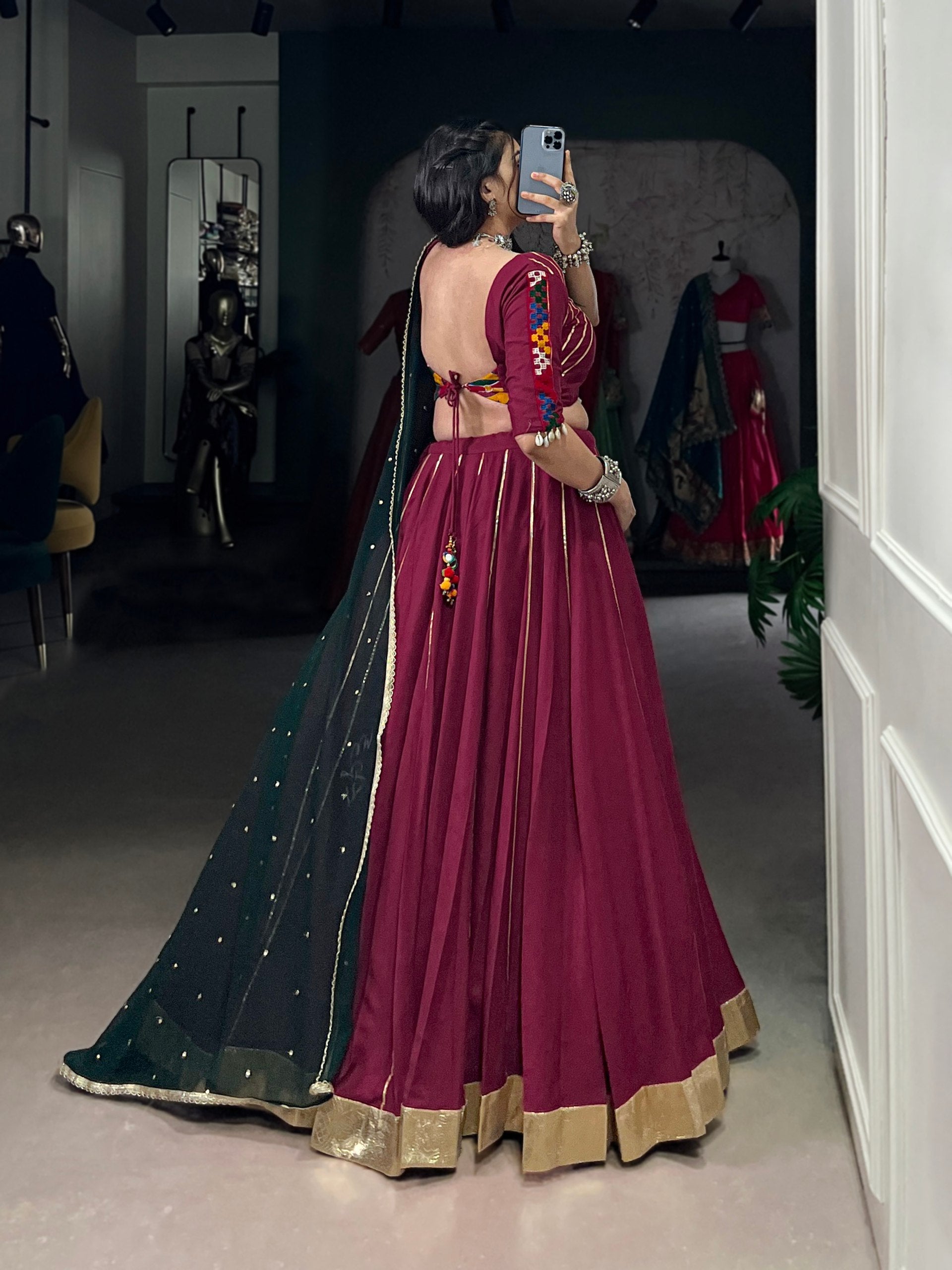Graceful Pure Rayon Gota Patti Worked Navratri Wear Lehenga Choli - ETHNICDEAL