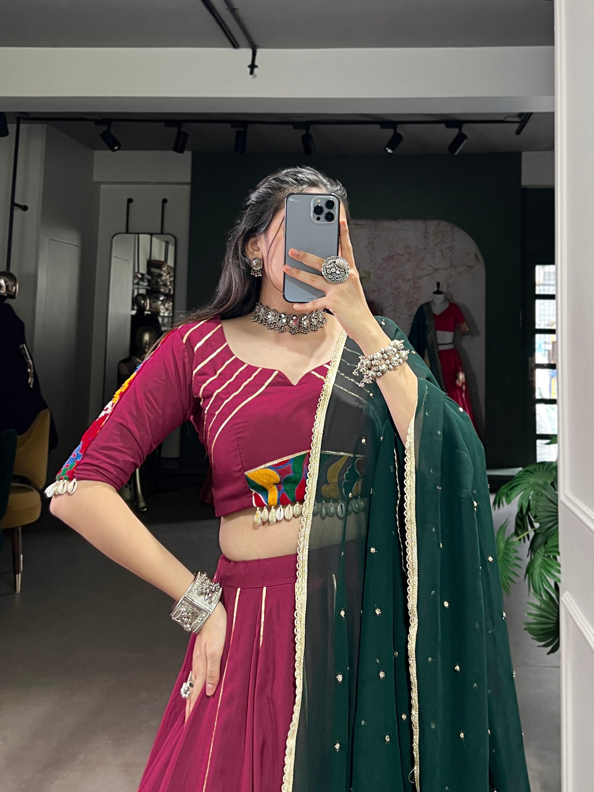 Graceful Pure Rayon Gota Patti Worked Navratri Wear Lehenga Choli - ETHNICDEAL