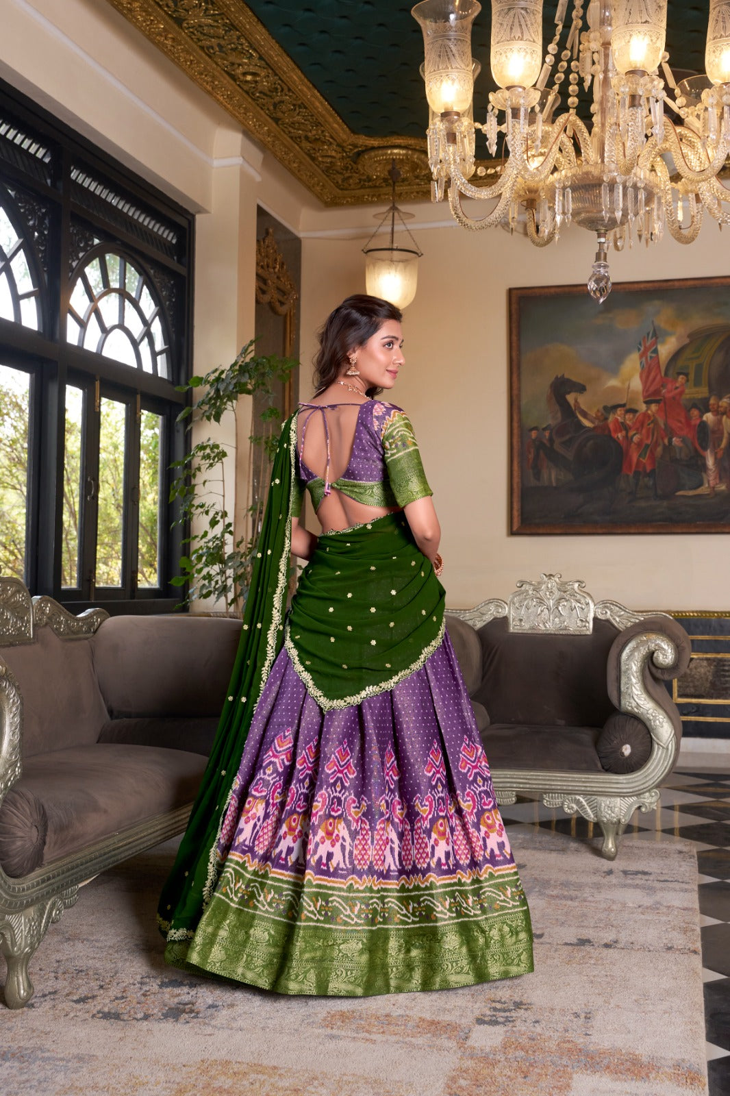 Ravishing Kanchipuram Silk Printed Weaving Worked Lehenga Choli - ETHNICDEAL