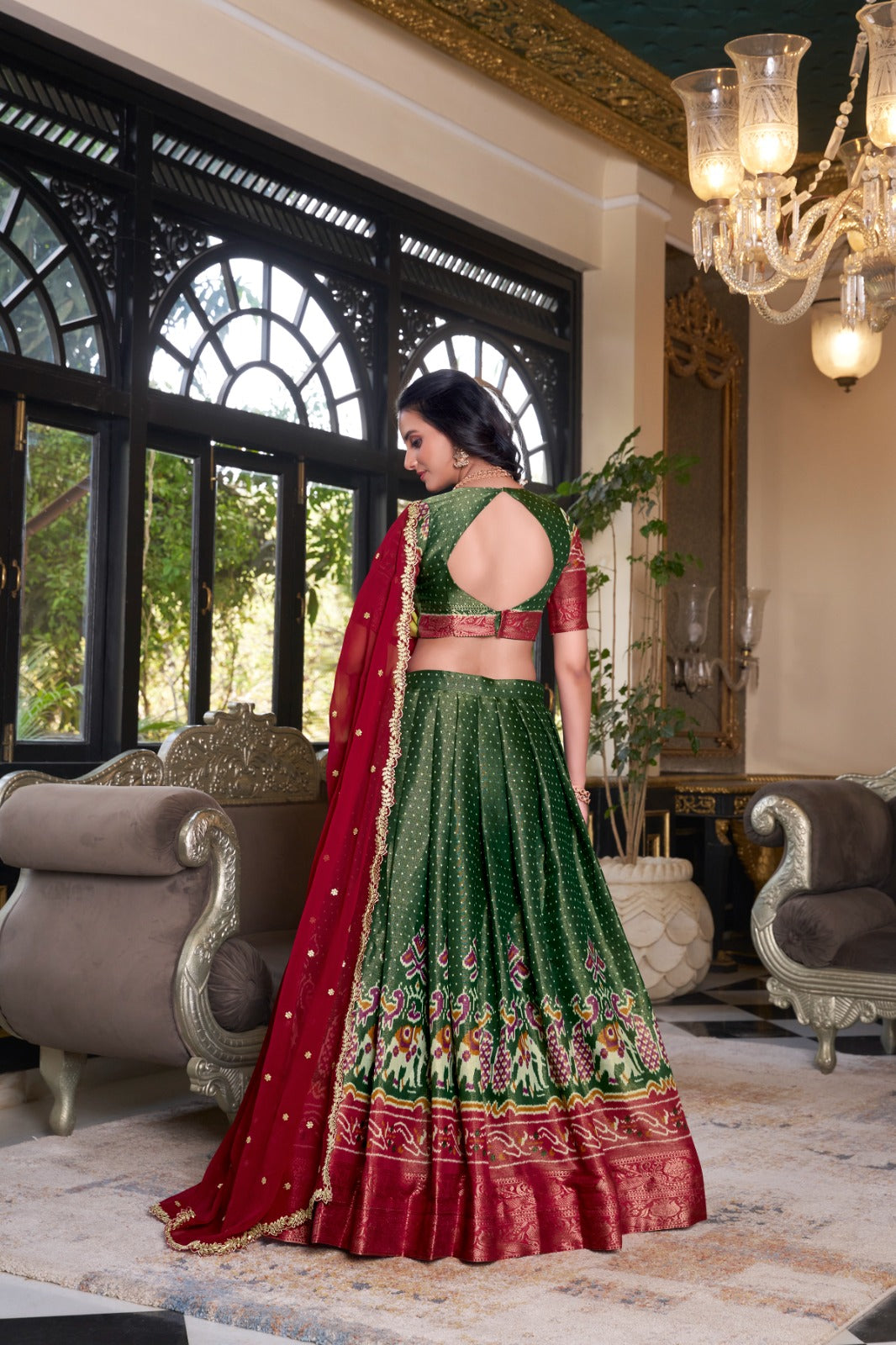 Ravishing Kanchipuram Silk Printed Weaving Worked Lehenga Choli - ETHNICDEAL